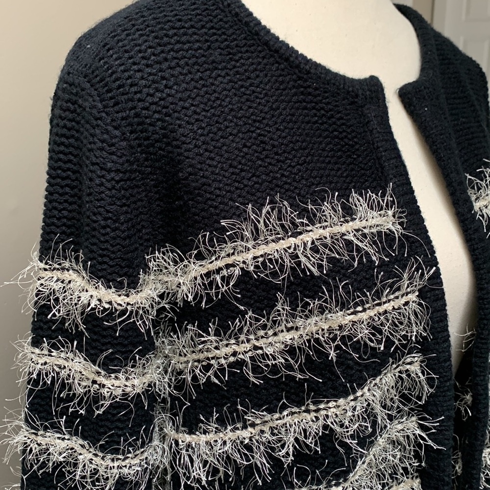 DEX open cardigan eyelash knit 3/4 sleeve soft